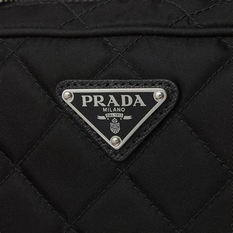 prada 1bh910|Auth PRADA 1BH910 Triangle logo Chain Hand Bag Nylon Black.